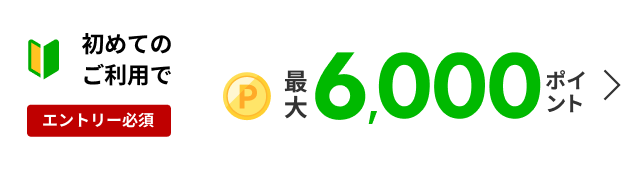 初めてのご利用で最大6,000ポイント還元